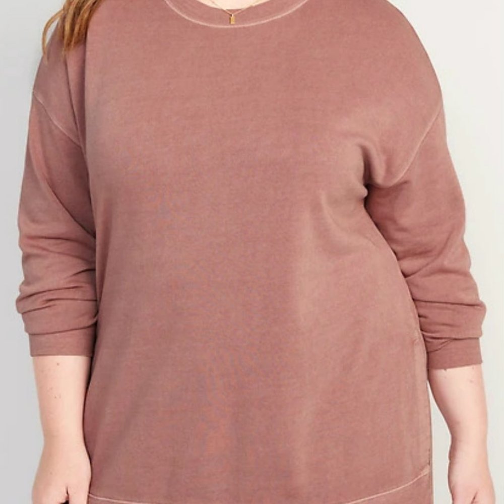 OLD NAVY Oversized 2X Boyfriend Garment-Dyed Tunic Sweatshirt